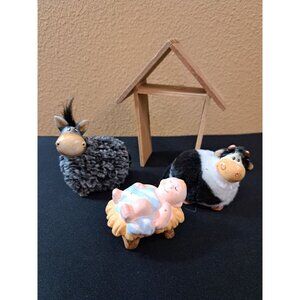 Vintage Katelyn Cow And Donkey Navitity